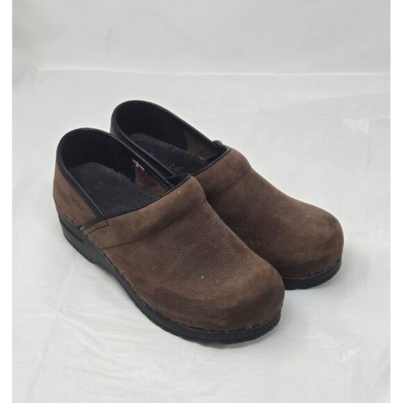Sanita The Original Danish Clogs Brown Leather Pull On Round Toe size 37 US 6 - Picture 1 of 9